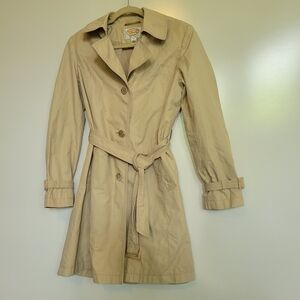TALBOTS PETITE MEDIUM SPRING TAN KHAKI NEUTRAL BELTED TRAVEL TRENCH COAT MP M P